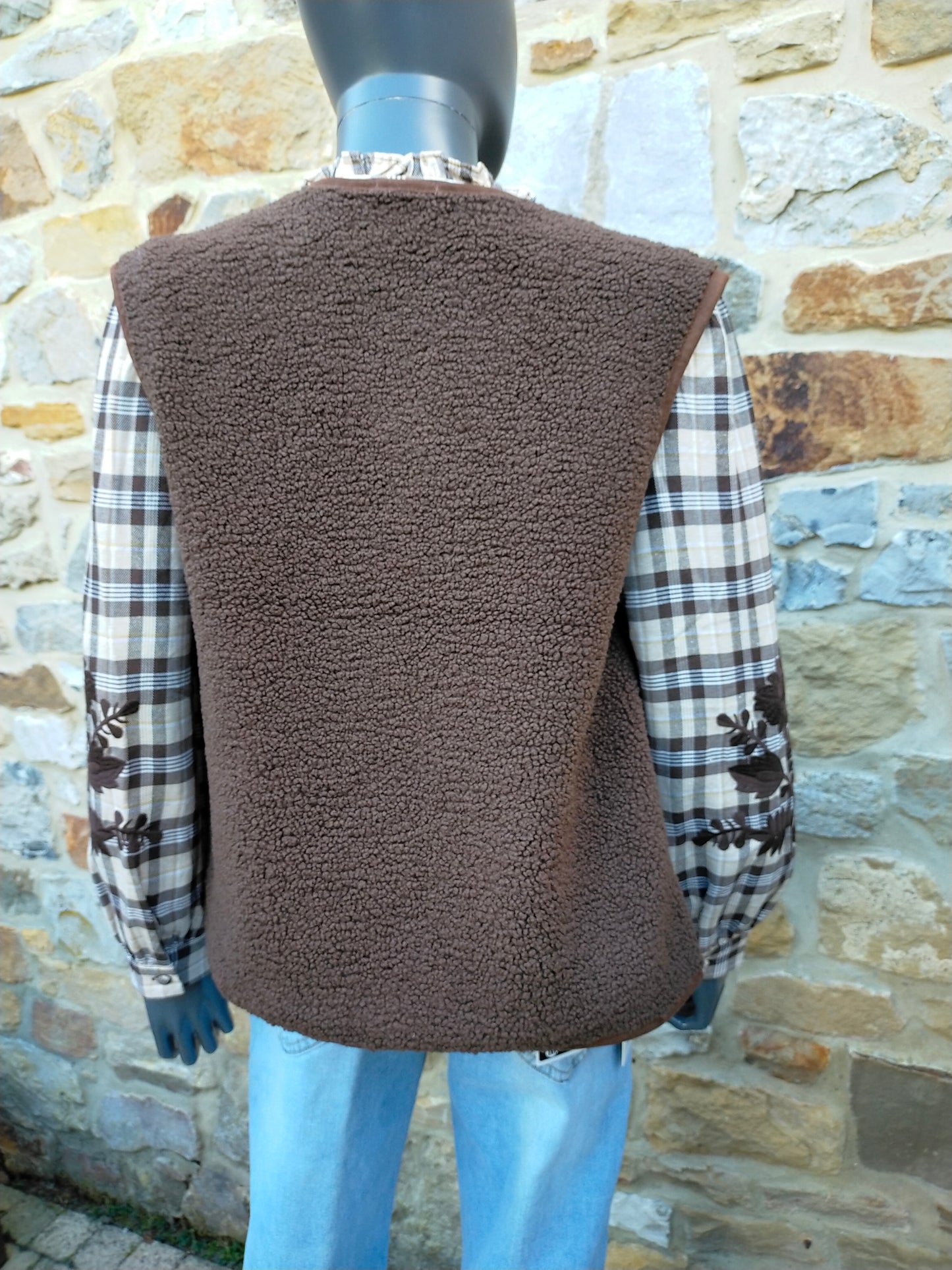 GILET BOUCLETTE - Brun foncé