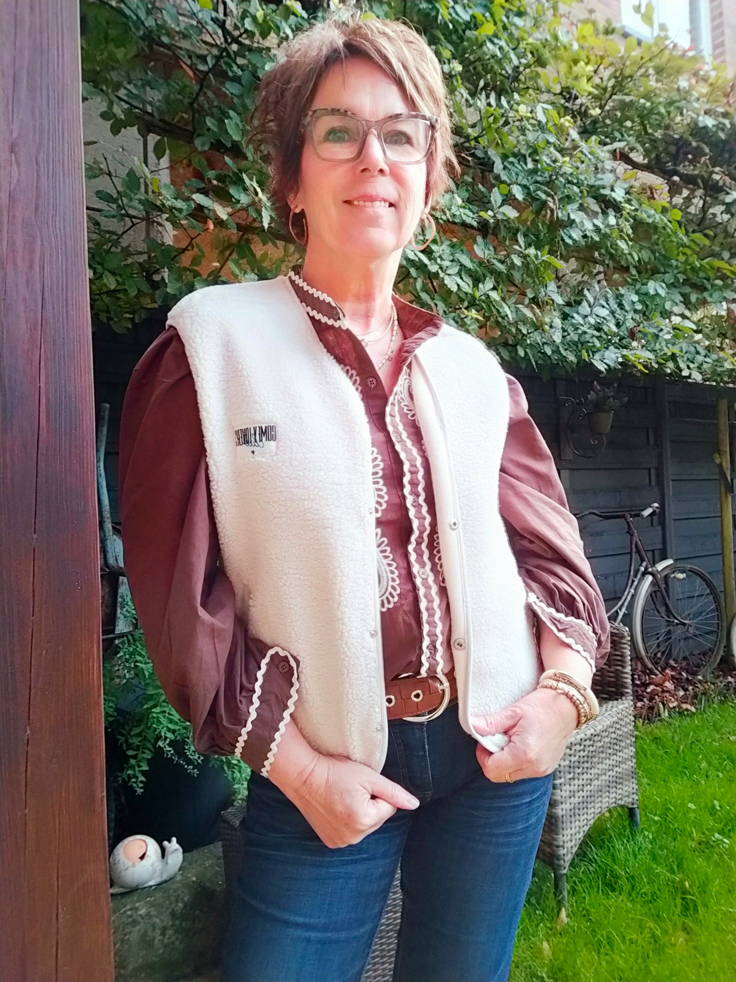 GILET BOUCLETTES - Blanc cassé