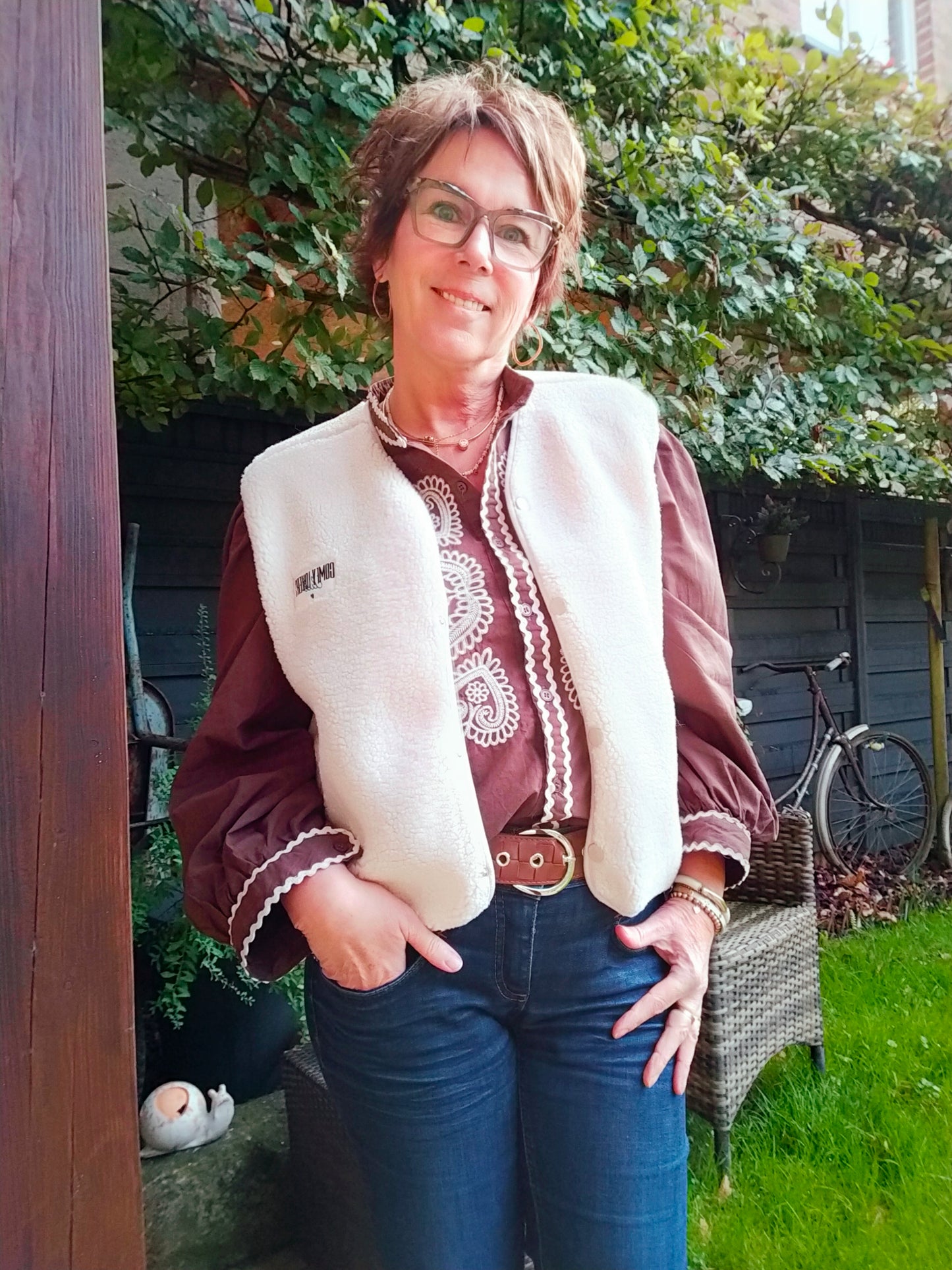 GILET BOUCLETTES - Blanc cassé