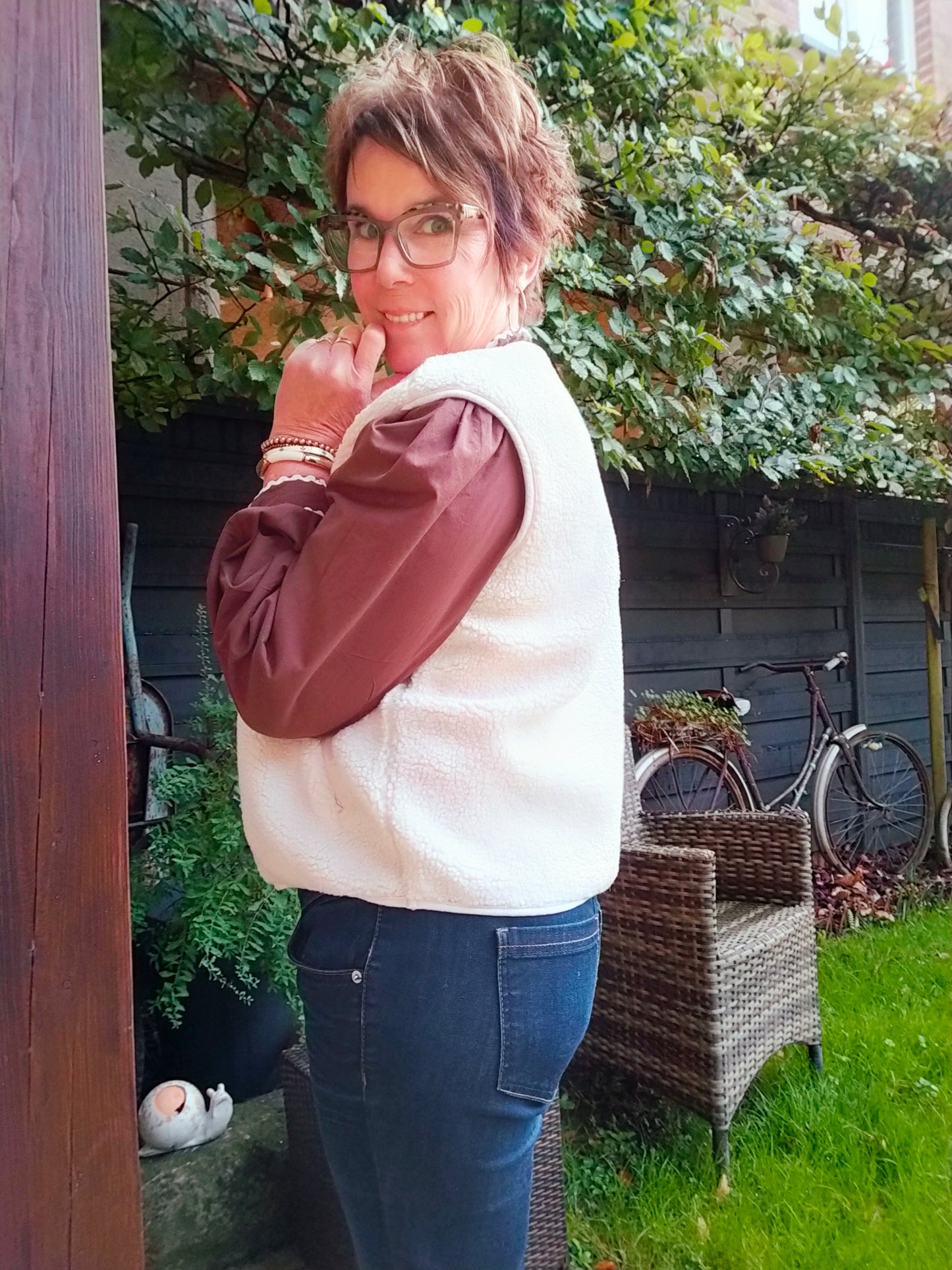 GILET BOUCLETTES - Blanc cassé