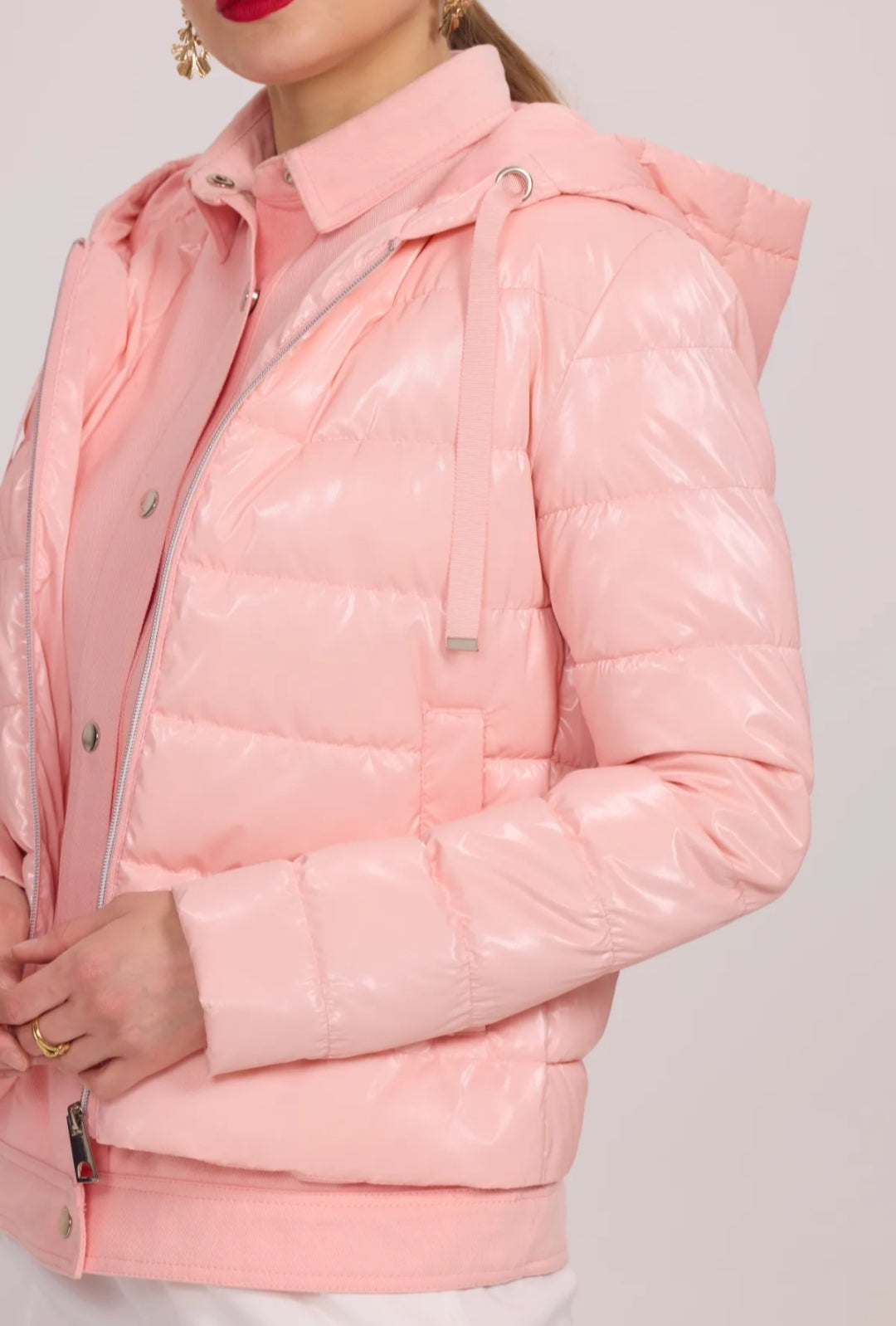 VESTE Bi-matière - Rose pâle saumoné