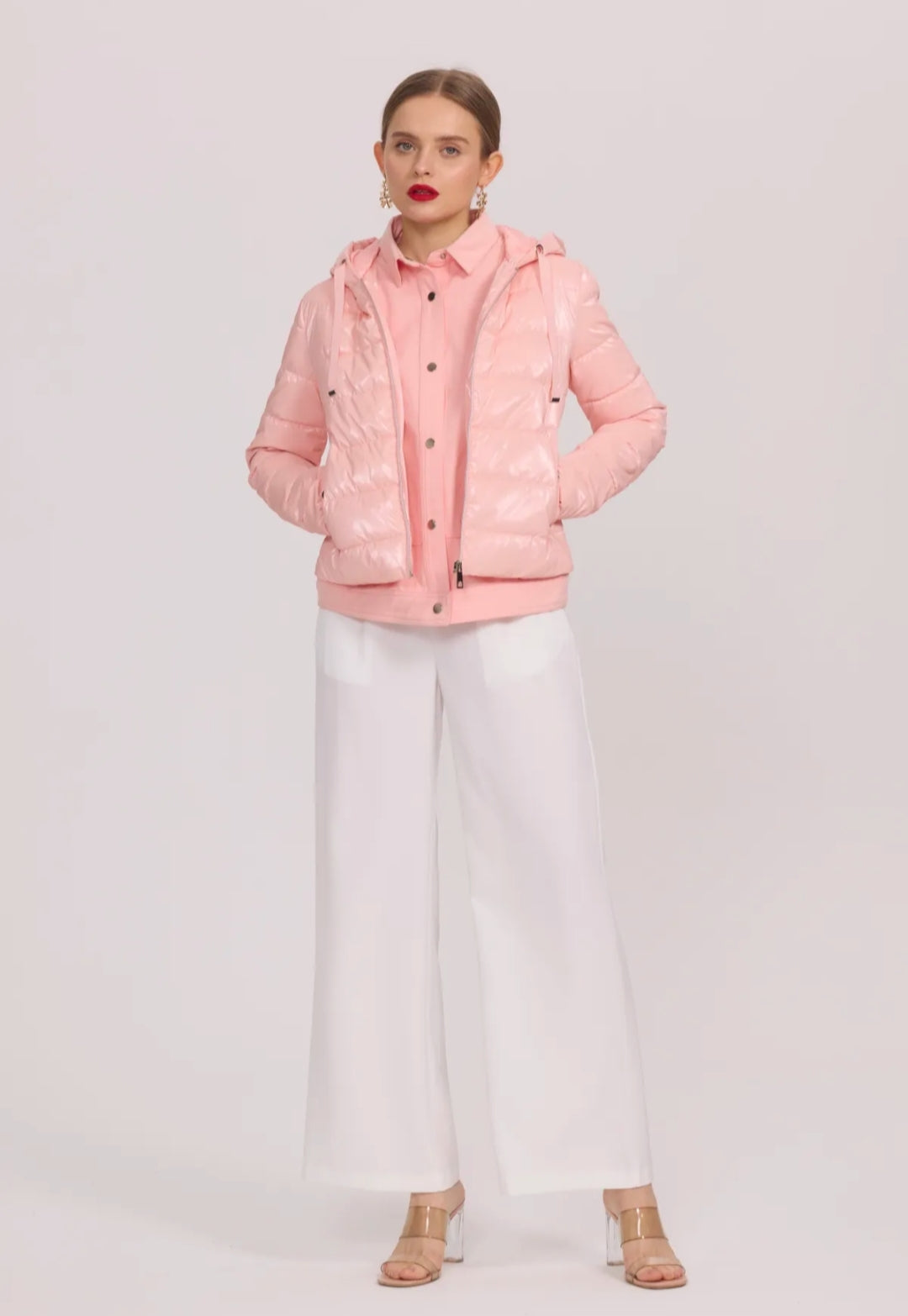 VESTE Bi-matière - Rose pâle saumoné
