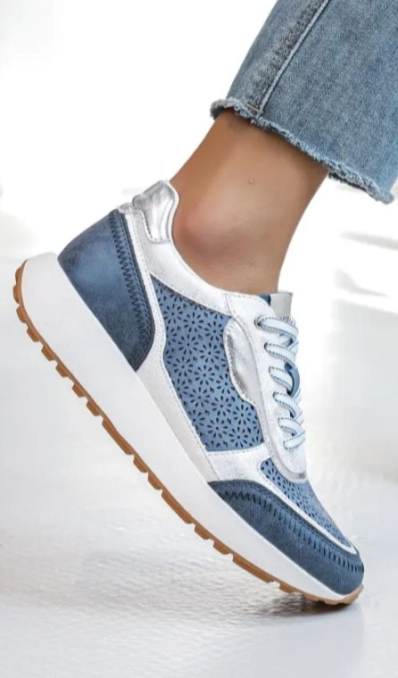 SNEACKERS Bleu, Blanc & Argenté
