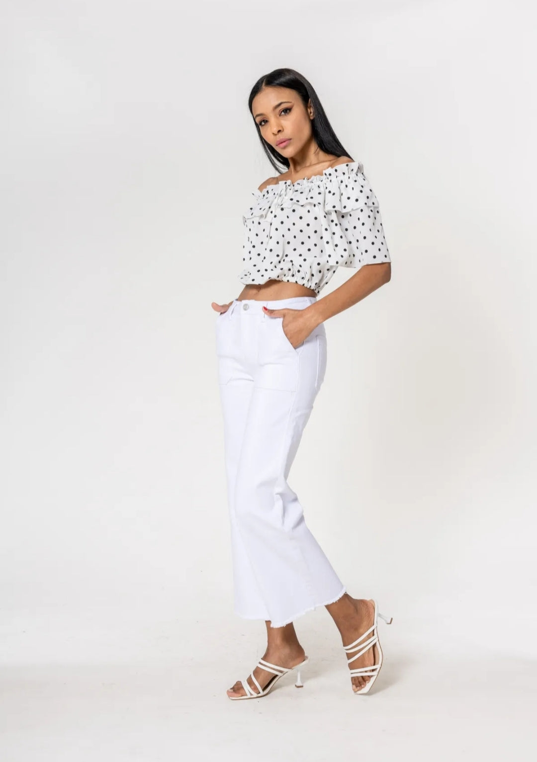 JEAN 7/8 FRANCHÉ BLANC