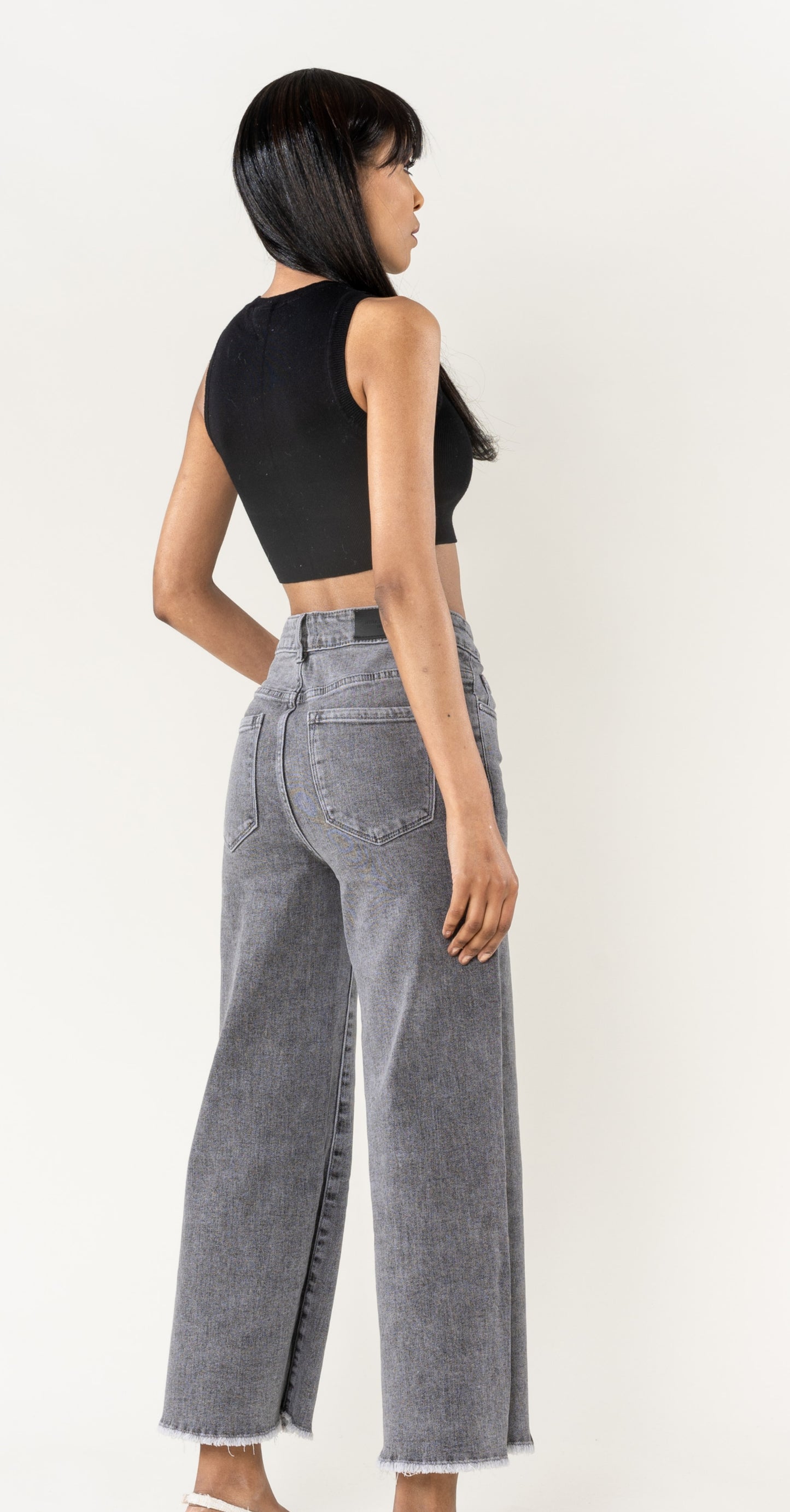 JEANS 7/8 FRANCHÉ - Gris