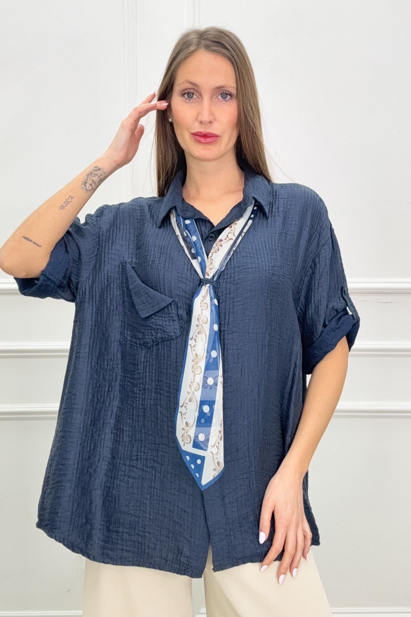 CHEMISIER CURVY - Bleu marine 💥 P.Rond