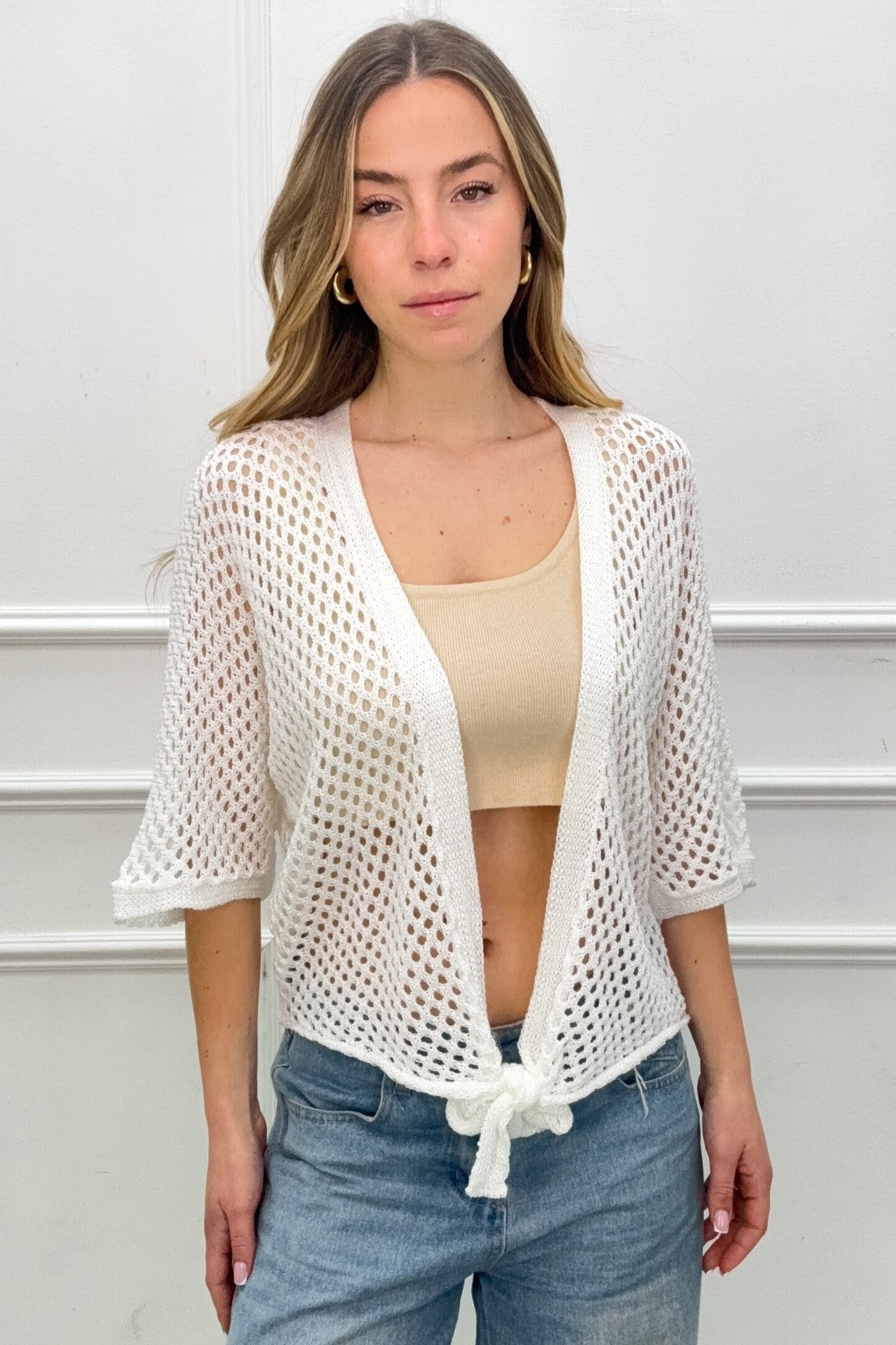 GILET CROCHET - Blanc cassé