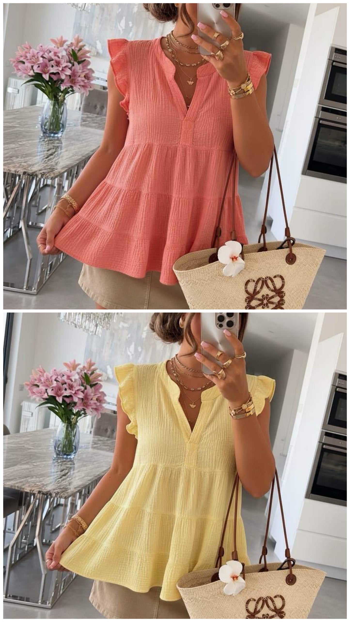 BLOUSE Gaze de coton - 2 couleurs 💥 P.Rond