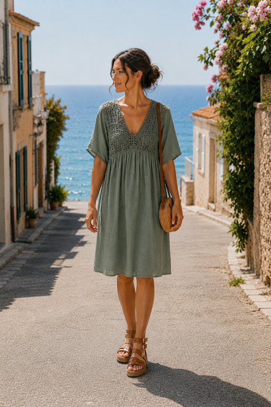 ROBE Voile de coton - kaki