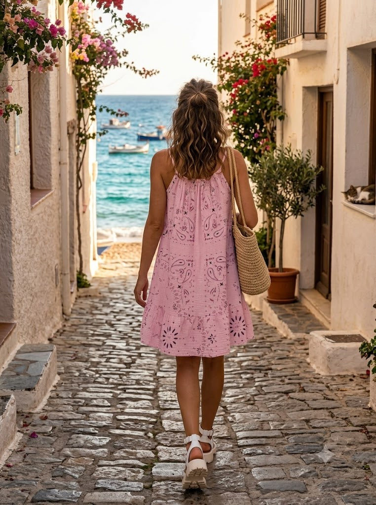 ROBE Gaze de coton - Rose  💥P.Rond
