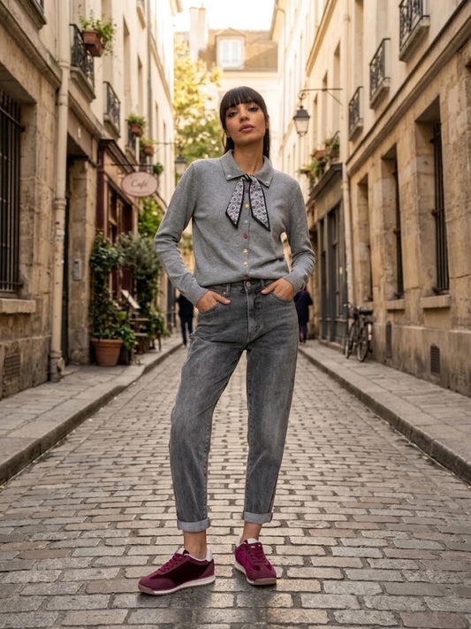 JEANS MOM Gris
