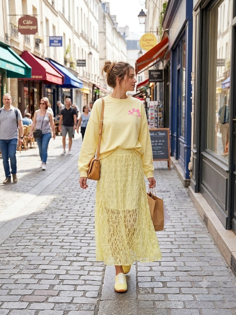 🩷 JUPE DENTELLE - Jaune
