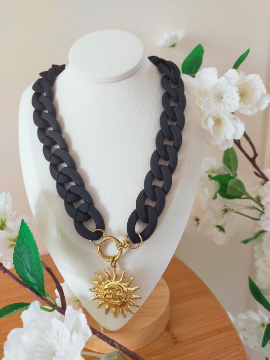 COLLIER SUN chaîne noire