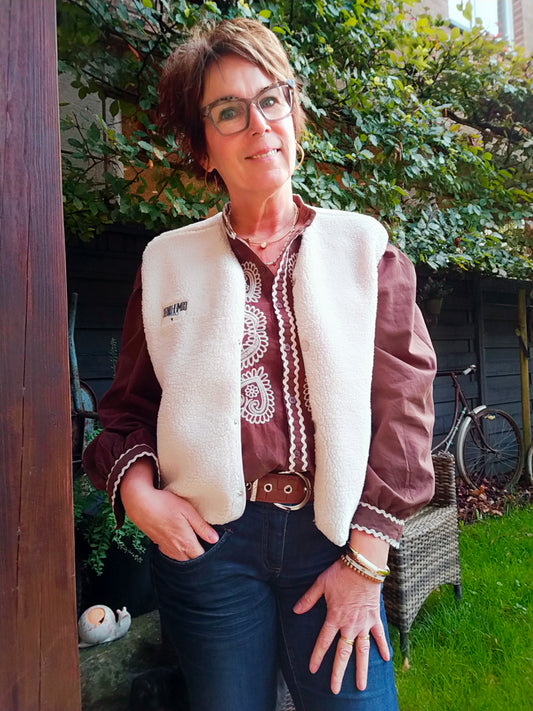 GILET BOUCLETTES - Blanc cassé