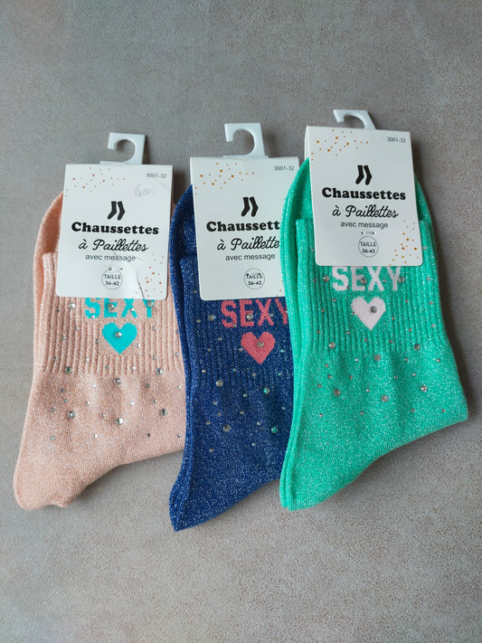 CHAUSSETTES à paillettes "SEXY"