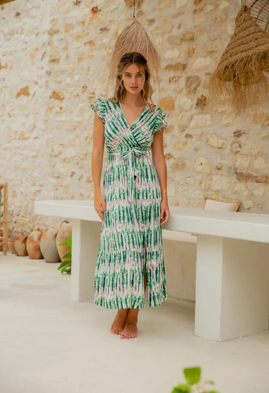 ROBE MÉLODIE-  verte & rose
