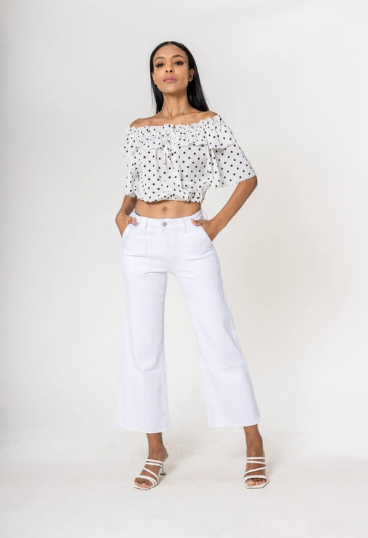 JEAN 7/8 FRANCHÉ BLANC