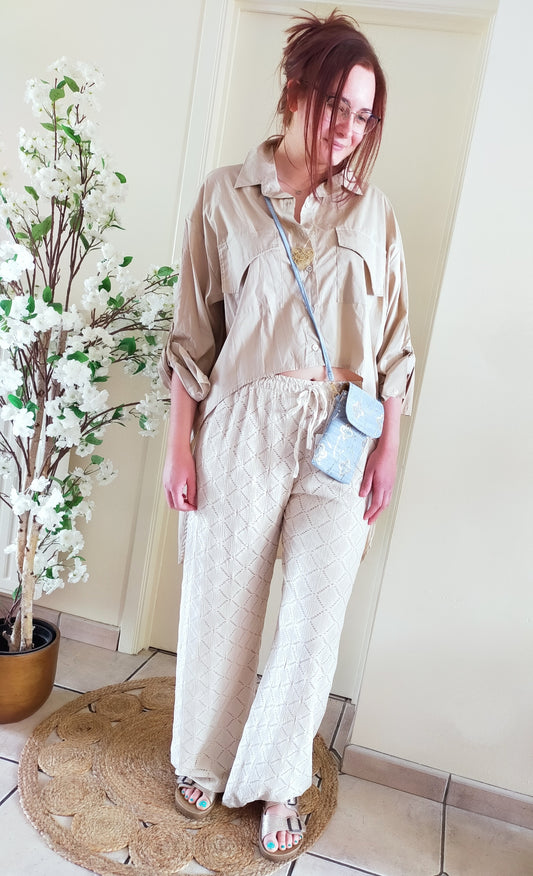 CHEMISE BEIGE "Queue de castor"