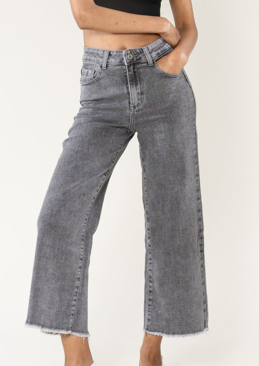 JEANS 7/8 FRANCHÉ - Gris