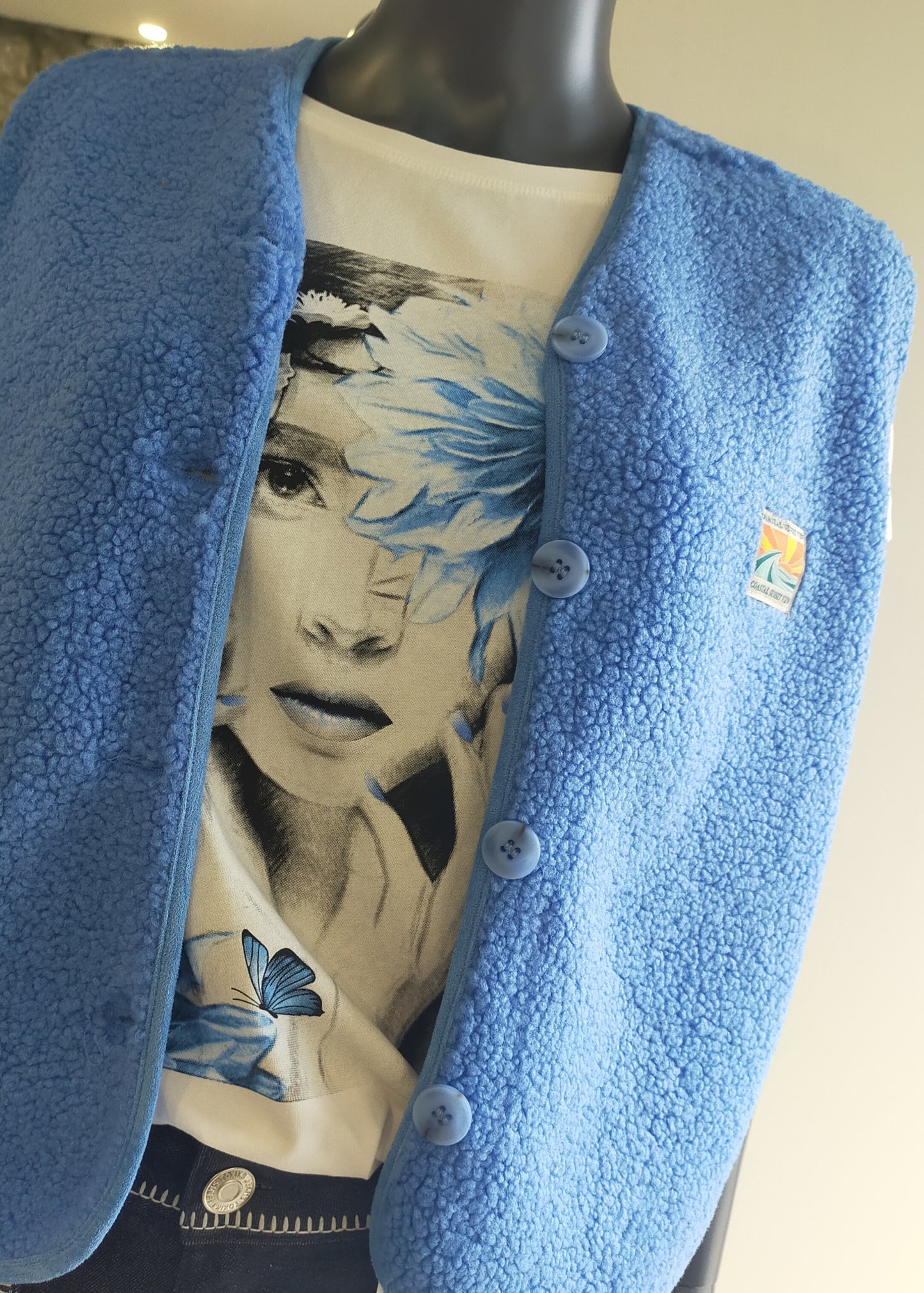 GILET BOUCLETTES Bleu -30% S. Mi-saison