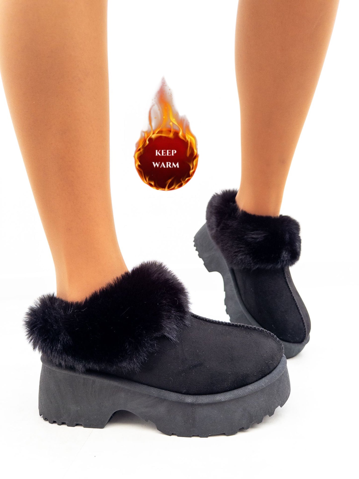 MULES F-FOURRURE - Noir