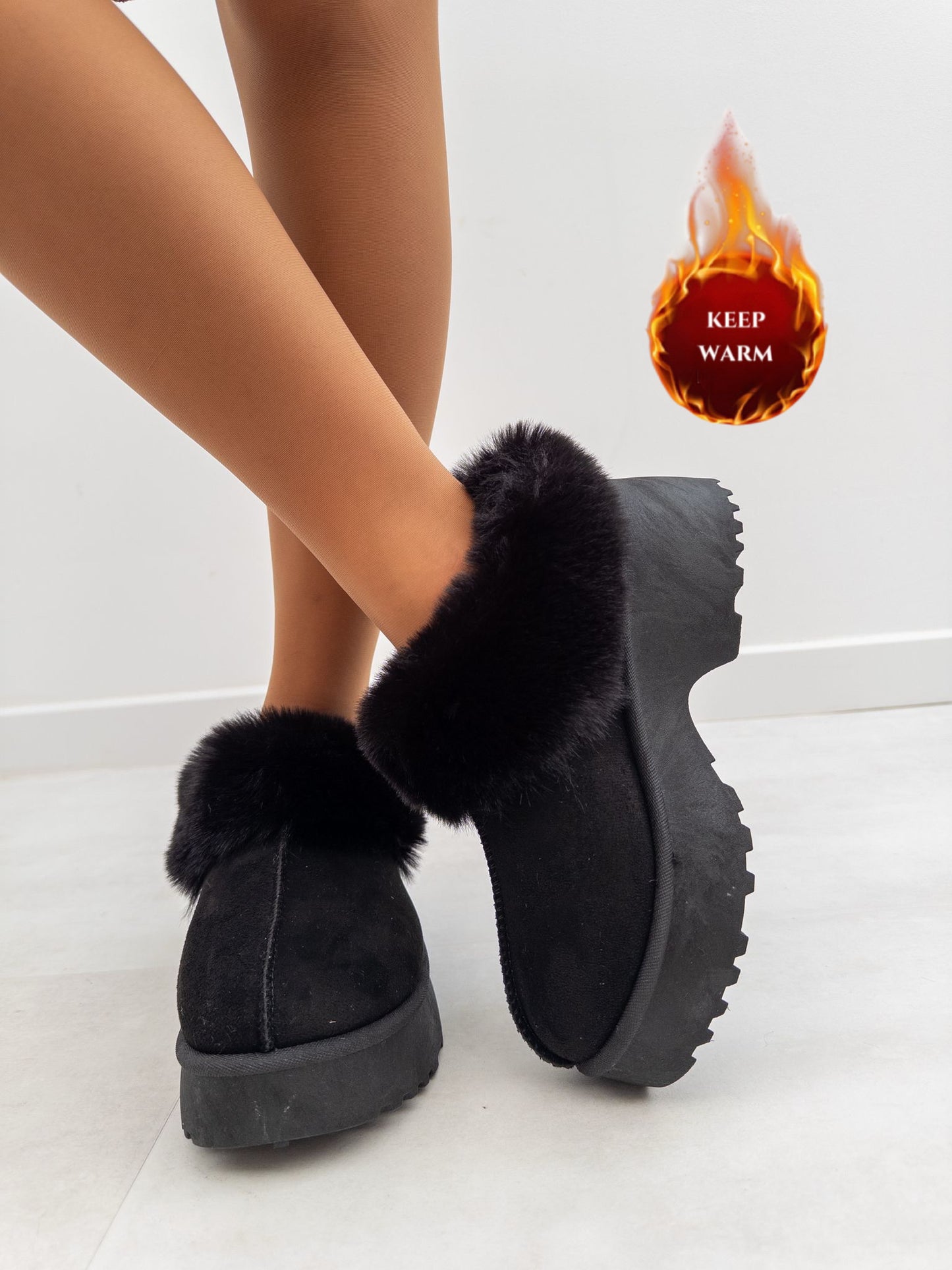 MULES F-FOURRURE - Noir