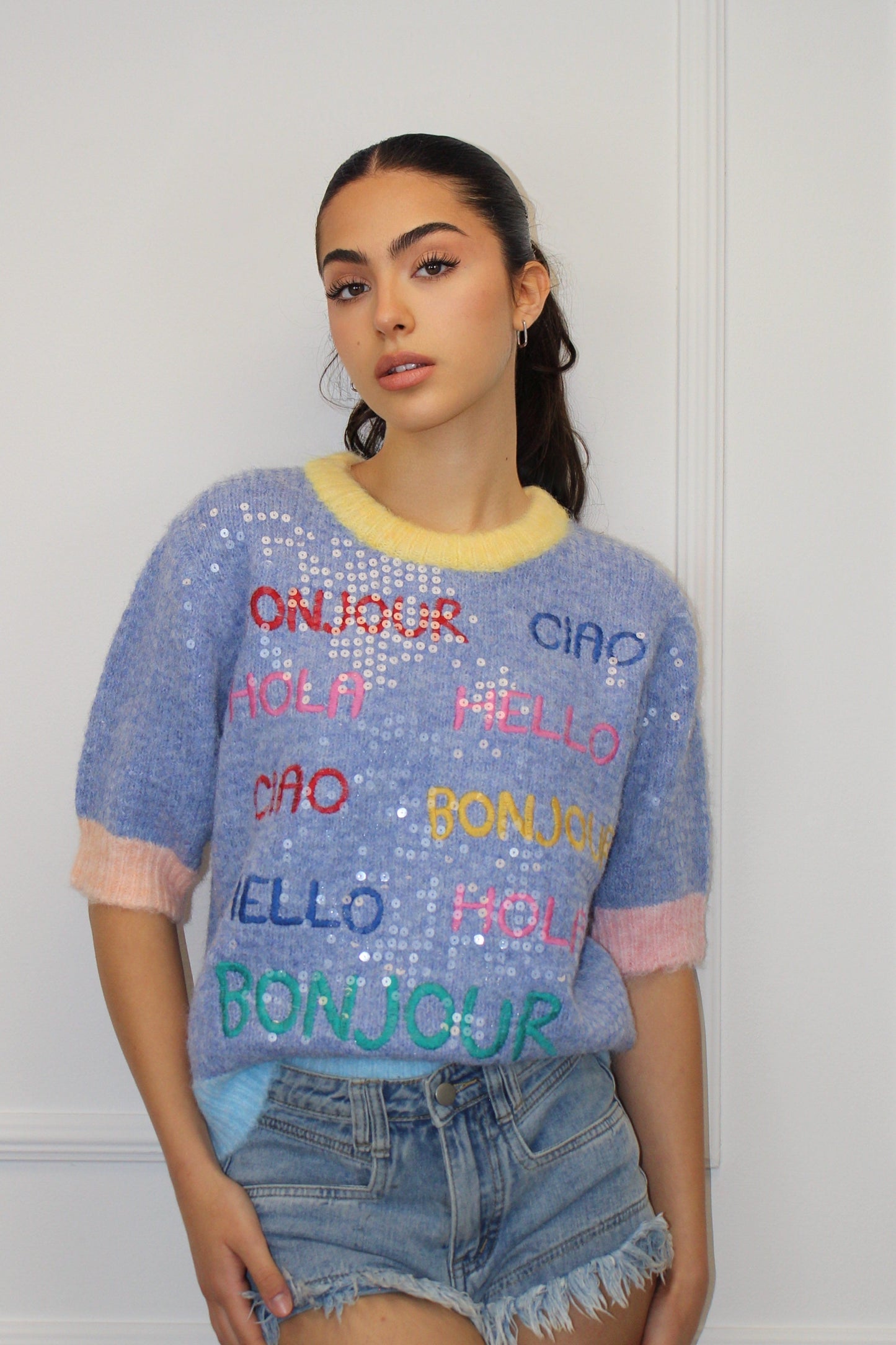 PULL "CIAO-Hello-Bonjour "... -30% S Mi-saison