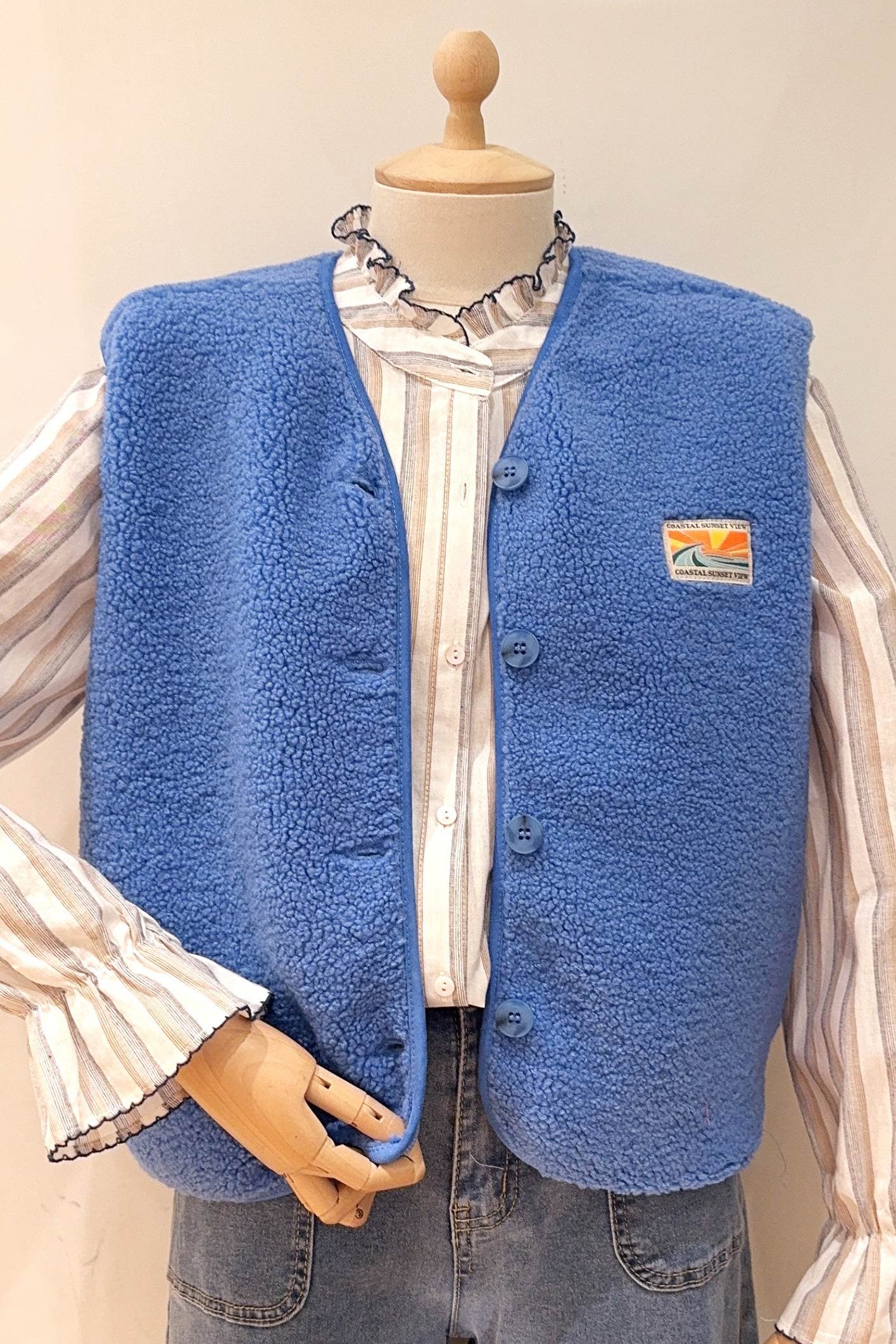GILET BOUCLETTES Bleu -30% S. Mi-saison
