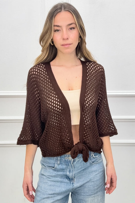 GILET CROCHET - Chocolat