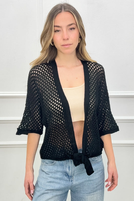 GILET CROCHET - Noir