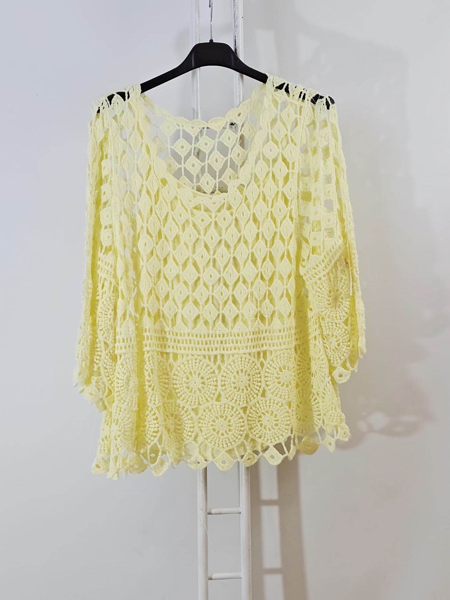 PULL CROCHET Jaune 💥 P.Rond
