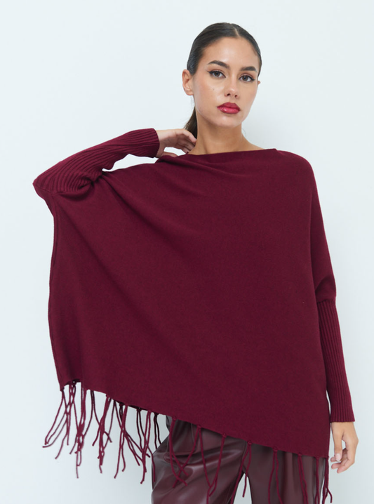 PULL PONCHO CARLA Bordeaux