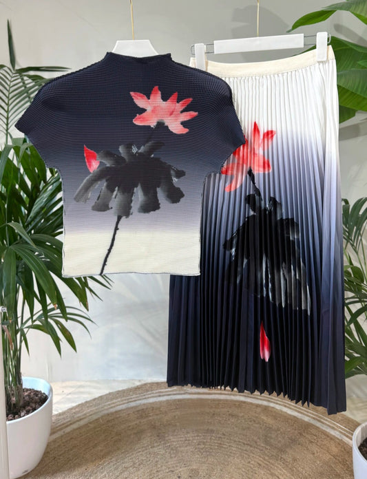 ENSEMBLE MARGOT NOIR - GRIS - ROUGE