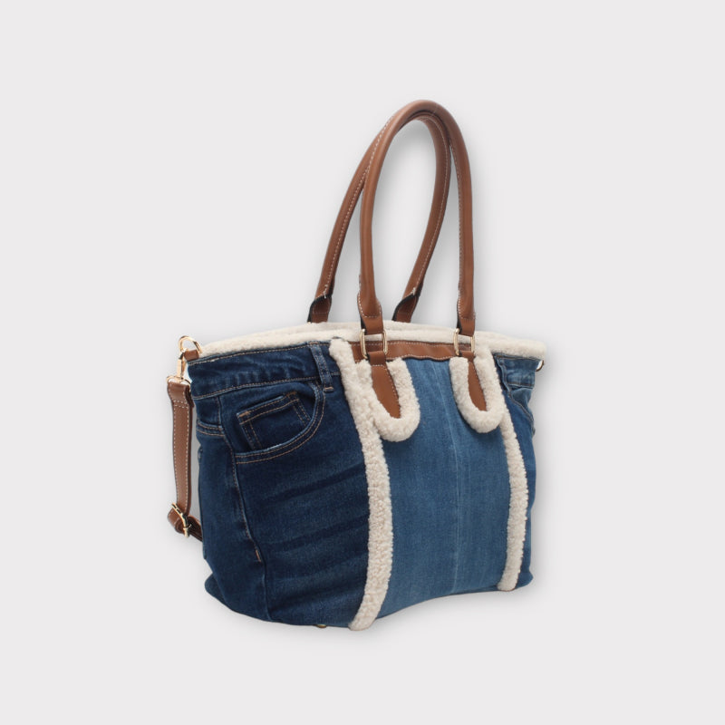 SAC CABAS EN JEANS BICOLORE