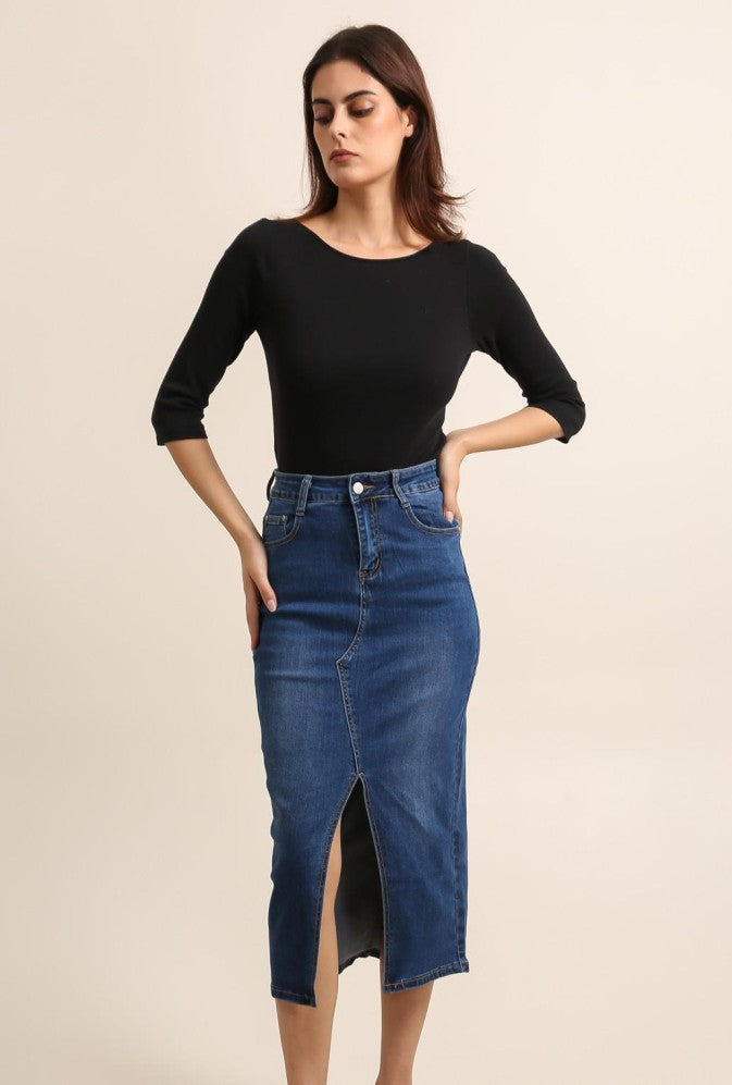 JUPE EN JEANS FONCÉ