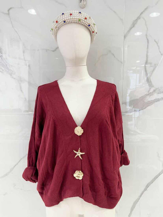 GILET PULL TANIA - Bordeaux